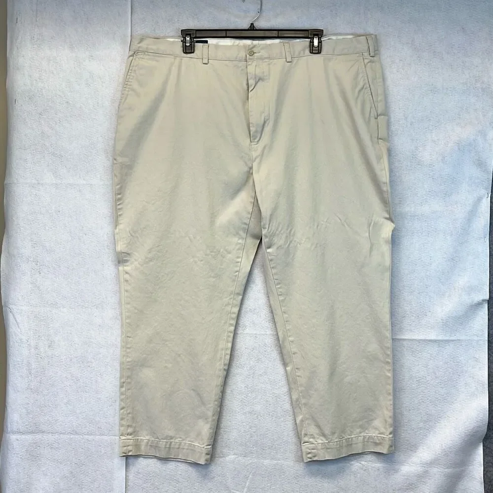 POLO‎ RALPH LAUREN Pants Men's Size 50B Beige Cotton Flat Front Chino High-Rise